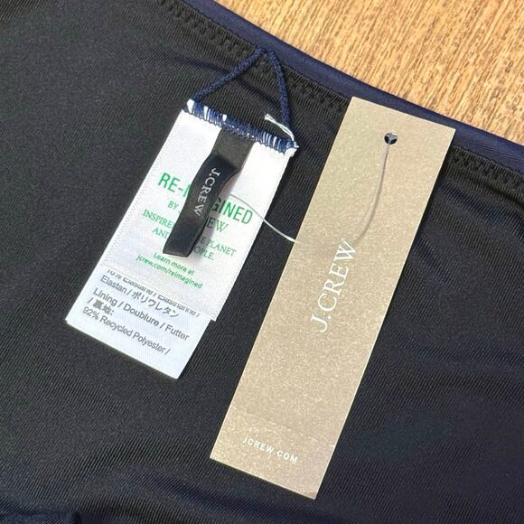 J. Crew Navy Blue Curved Waist Cheeky Bikini Bottom Size XXL - Picture 6 of 7